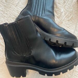 Black Platform-Heeled Boots